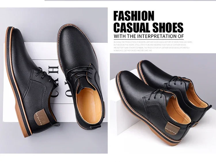 Men's Business Leather Shoes, Breathable & Comfortable, Soft Anti-slip Sole, for Driving, Outdoor Use & Daily Commute-XH202