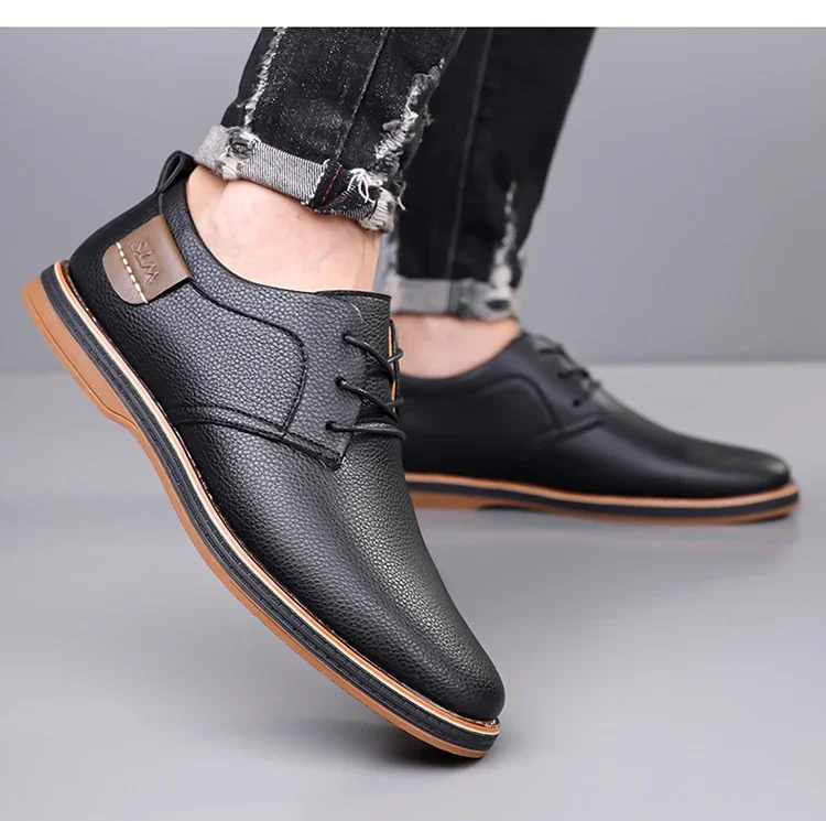 Men's Business Leather Shoes, Breathable & Comfortable, Soft Anti-slip Sole, for Driving, Outdoor Use & Daily Commute-XH202