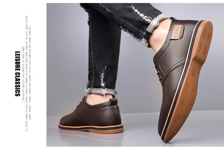 Men's Business Leather Shoes, Breathable & Comfortable, Soft Anti-slip Sole, for Driving, Outdoor Use & Daily Commute-XH202