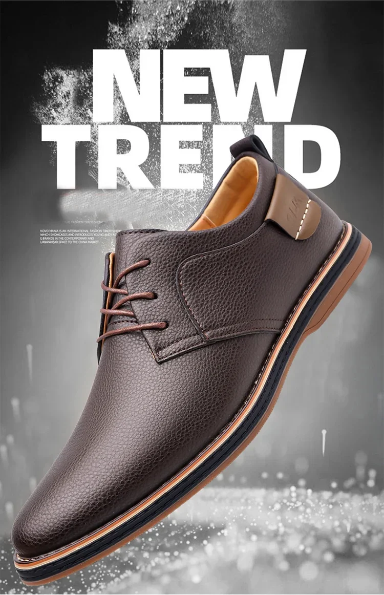 Men's Business Leather Shoes, Breathable & Comfortable, Soft Anti-slip Sole, for Driving, Outdoor Use & Daily Commute-XH202