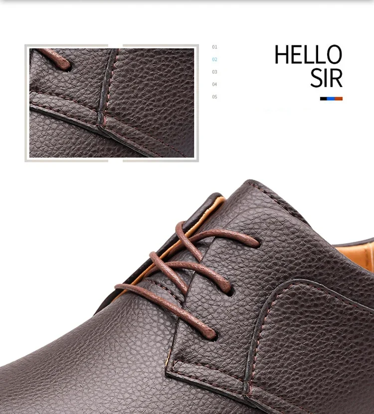 Men's Business Leather Shoes, Breathable & Comfortable, Soft Anti-slip Sole, for Driving, Outdoor Use & Daily Commute-XH202