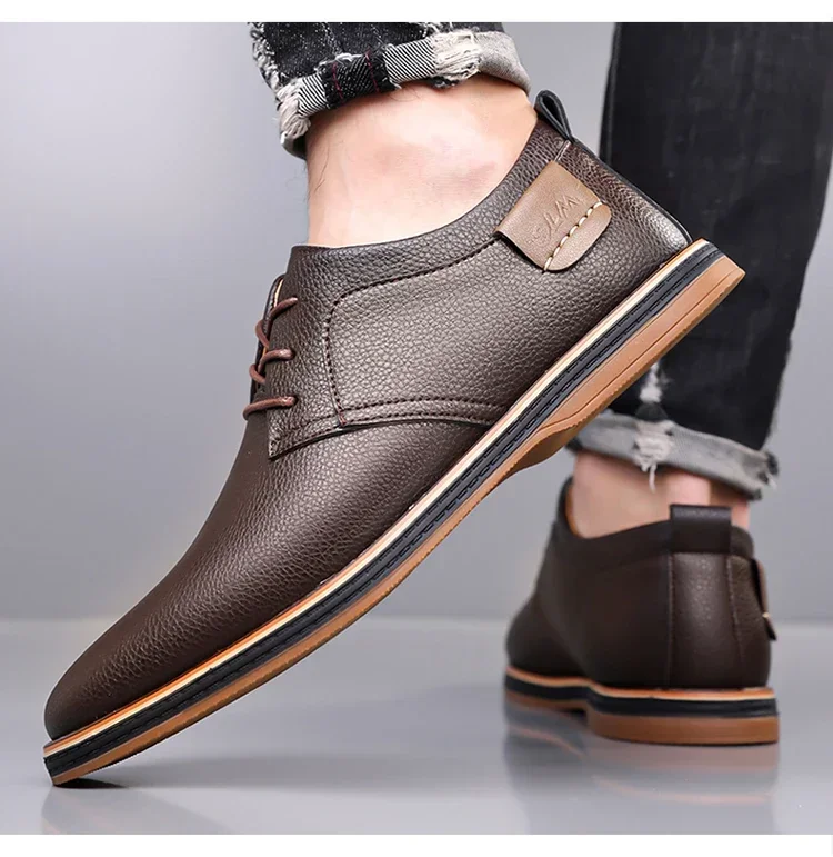 Men's Business Leather Shoes, Breathable & Comfortable, Soft Anti-slip Sole, for Driving, Outdoor Use & Daily Commute-XH202