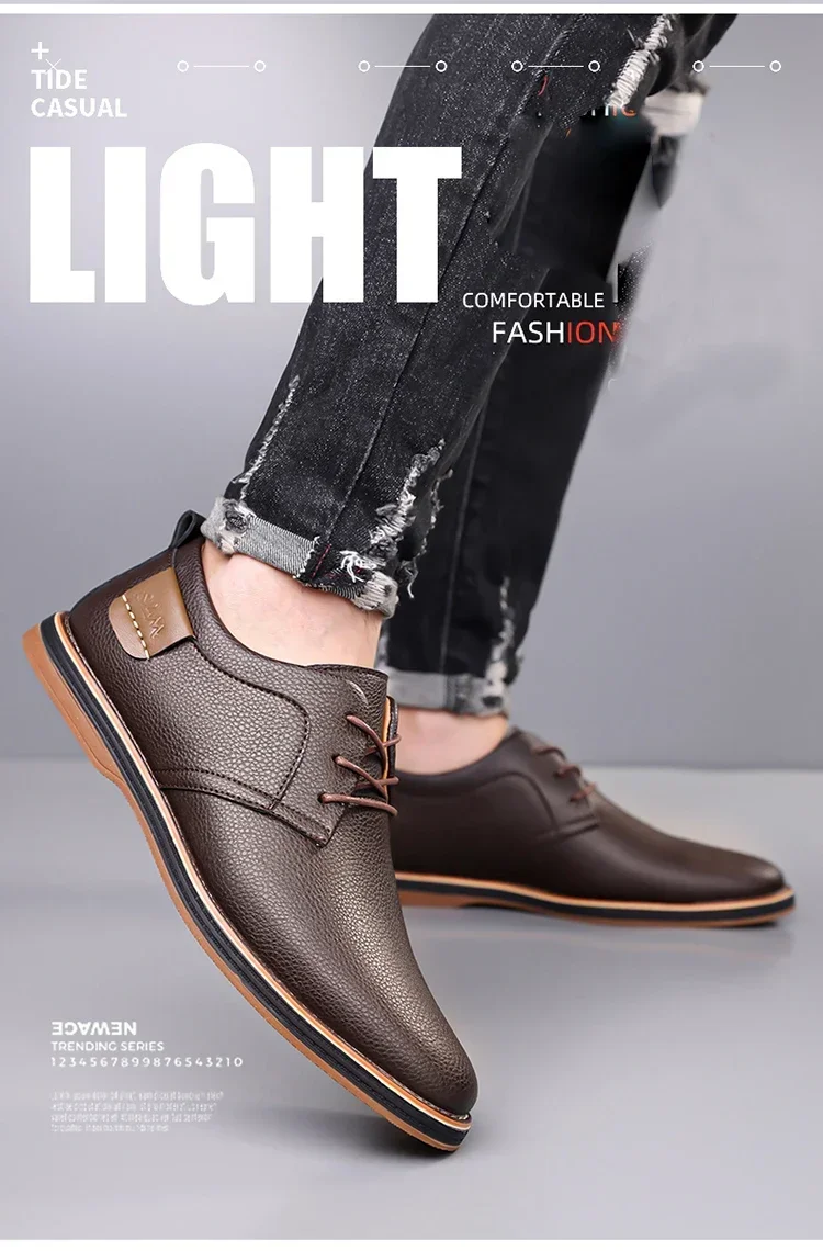 Men's Business Leather Shoes, Breathable & Comfortable, Soft Anti-slip Sole, for Driving, Outdoor Use & Daily Commute-XH202
