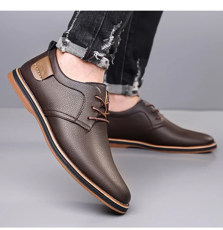 Men's Business Leather Shoes, Breathable & Comfortable, Soft Anti-slip Sole, for Driving, Outdoor Use & Daily Commute-XH202