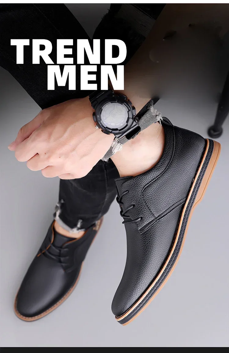 Men's Business Leather Shoes, Breathable & Comfortable, Soft Anti-slip Sole, for Driving, Outdoor Use & Daily Commute-XH202