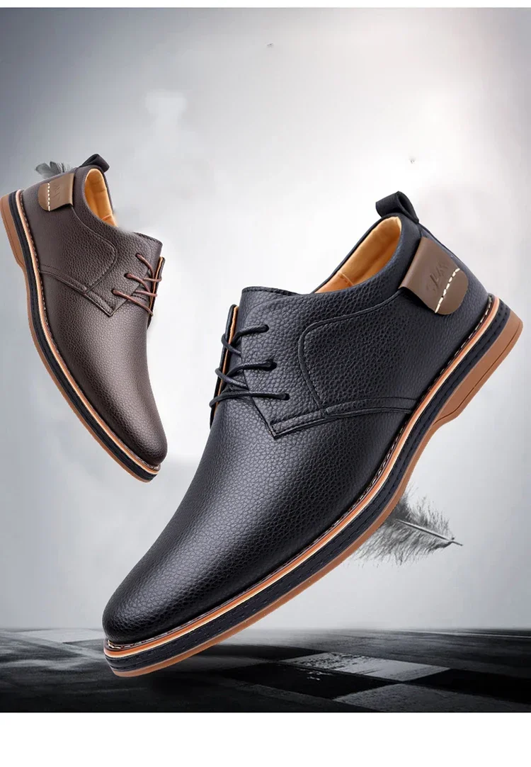Men's Business Leather Shoes, Breathable & Comfortable, Soft Anti-slip Sole, for Driving, Outdoor Use & Daily Commute-XH202