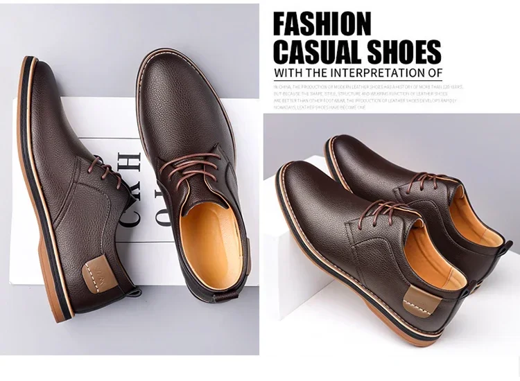 Men's Business Leather Shoes, Breathable & Comfortable, Soft Anti-slip Sole, for Driving, Outdoor Use & Daily Commute-XH202