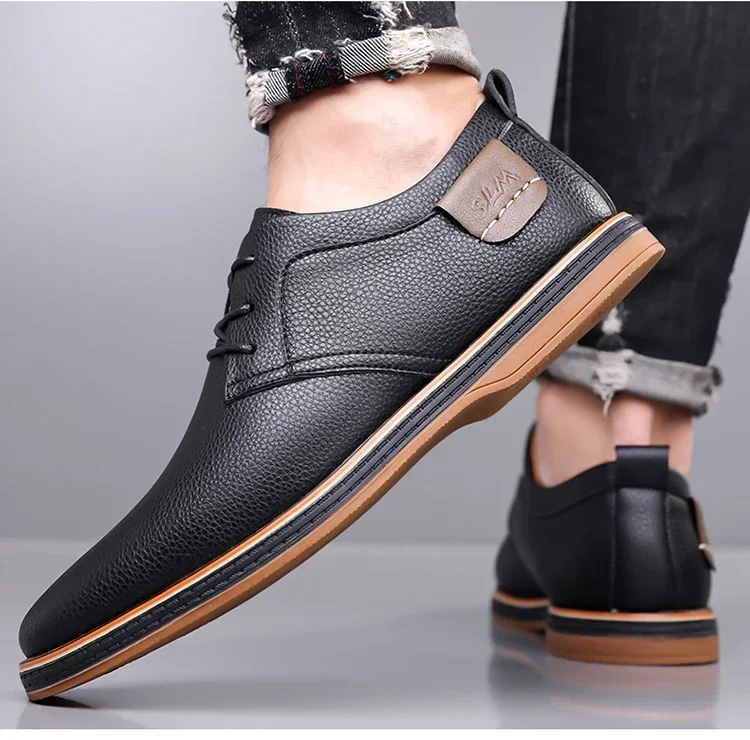 Men's Business Leather Shoes, Breathable & Comfortable, Soft Anti-slip Sole, for Driving, Outdoor Use & Daily Commute-XH202