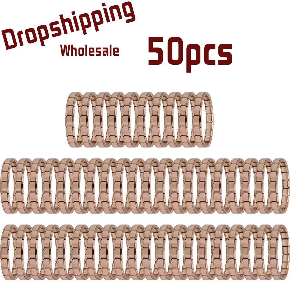 50pcs Italian Charm Stainless Steel 9mm Colorful Style Elastic Bracelet for Woman Men DIY Making GIft Dropshipping Wholesale