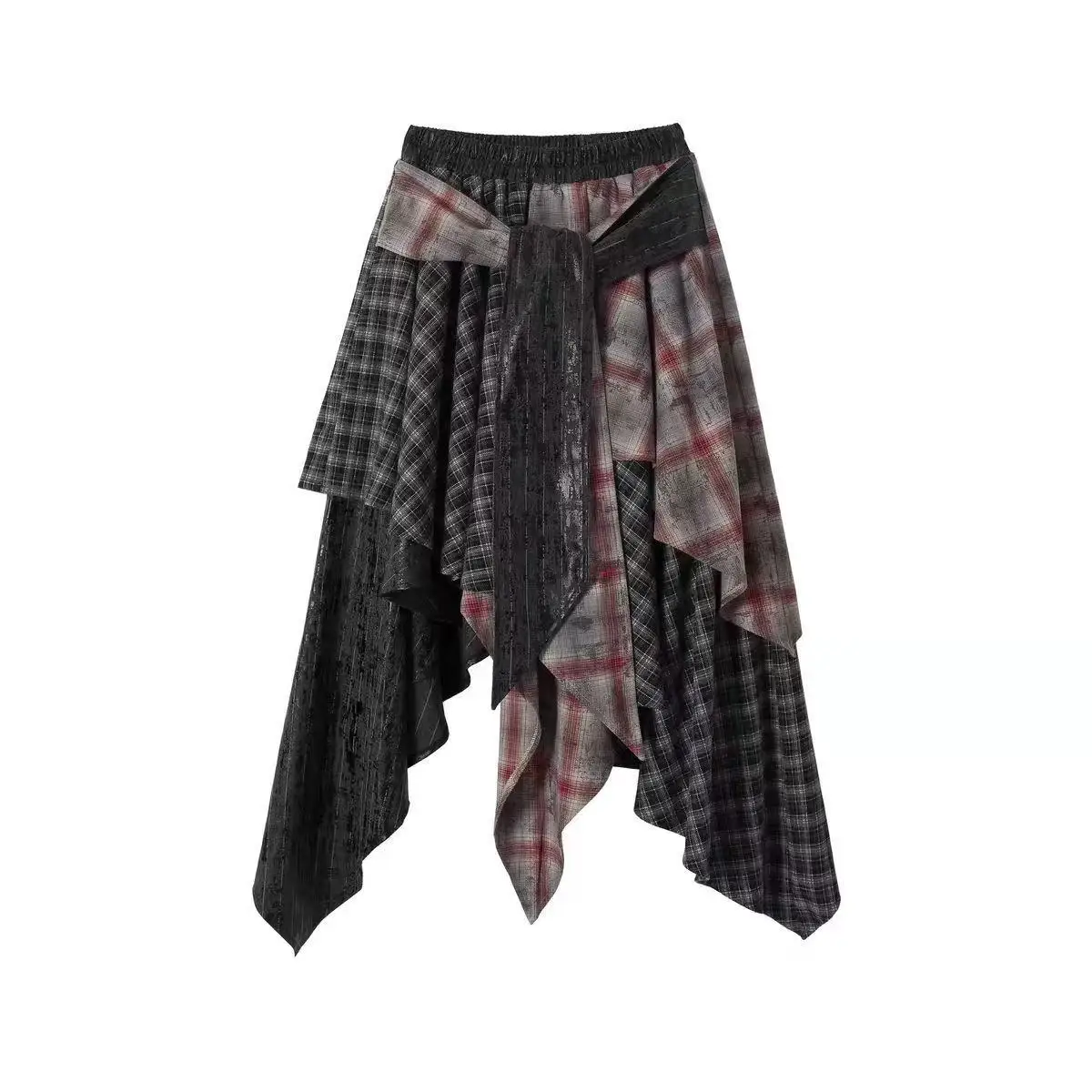 New In 2025 Irregular Cotton Patchwork Long Skirt For Women's 2025 Fashion Mid Length Vintage Skirts Woman Clothes