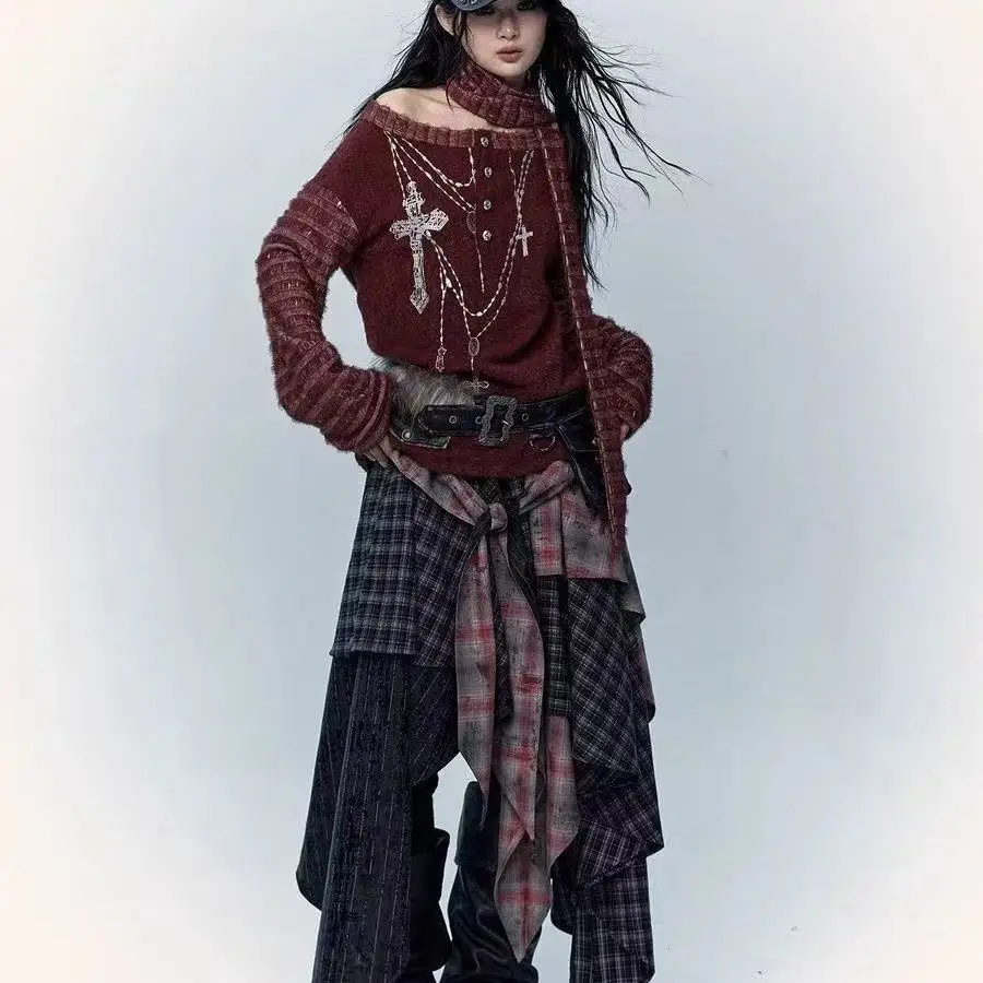 New In 2025 Irregular Cotton Patchwork Long Skirt For Women's 2025 Fashion Mid Length Vintage Skirts Woman Clothes