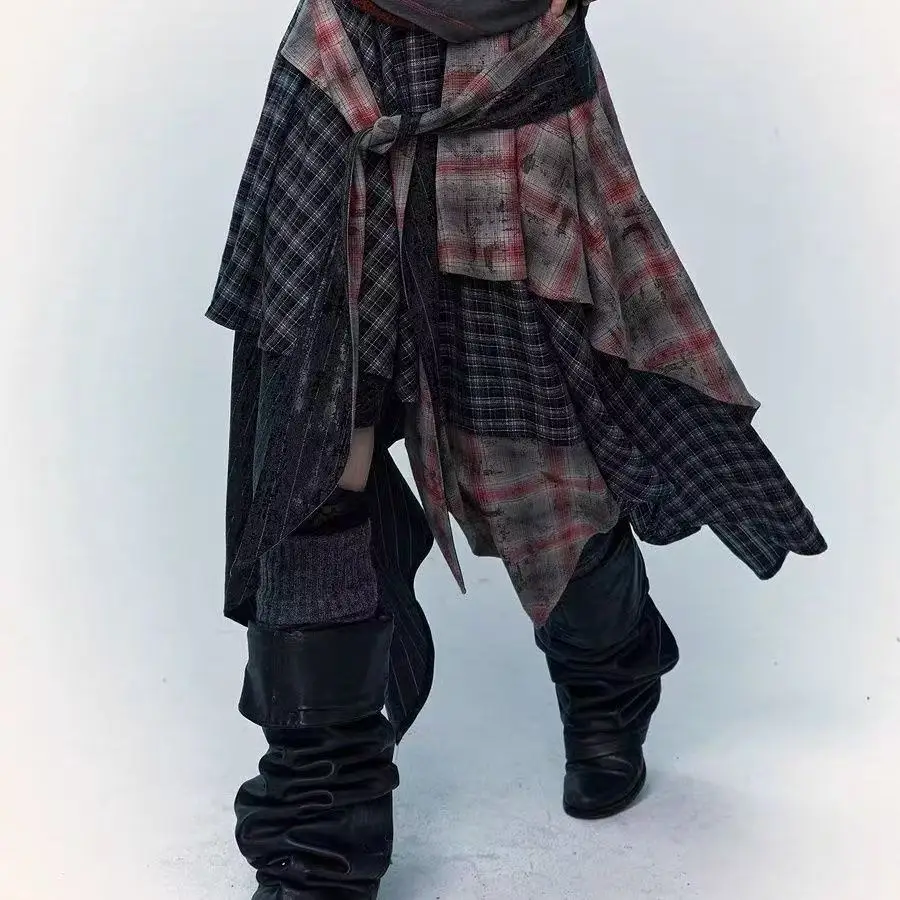 New In 2025 Irregular Cotton Patchwork Long Skirt For Women's 2025 Fashion Mid Length Vintage Skirts Woman Clothes