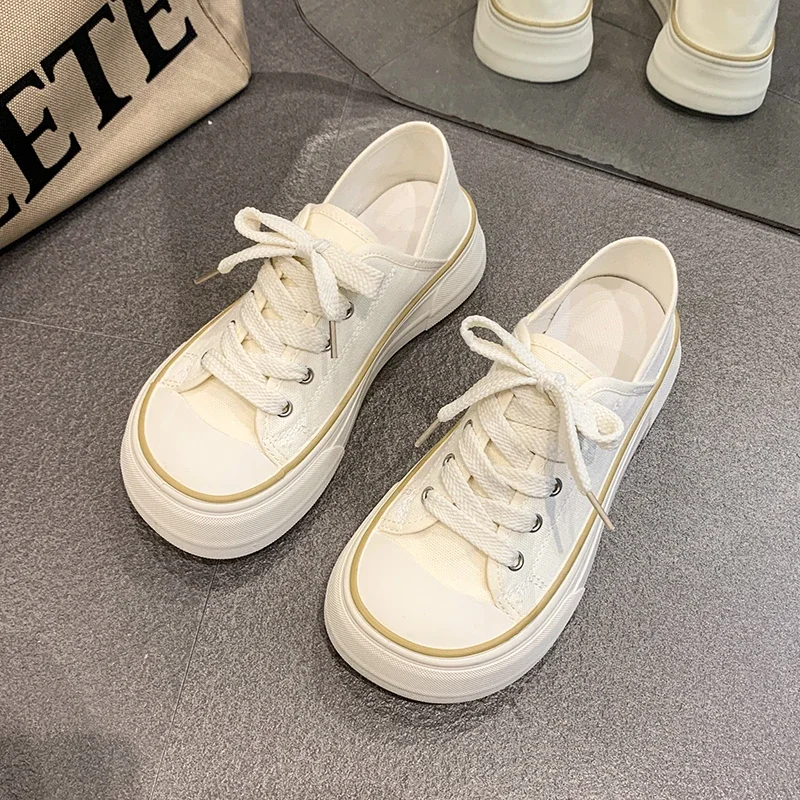 2025 Woman Casual Shoe Spring New Fashionable Korean Style Soft Bottom Anti-slipepry Versatile Daily Simple Low-top Canvas Shoes