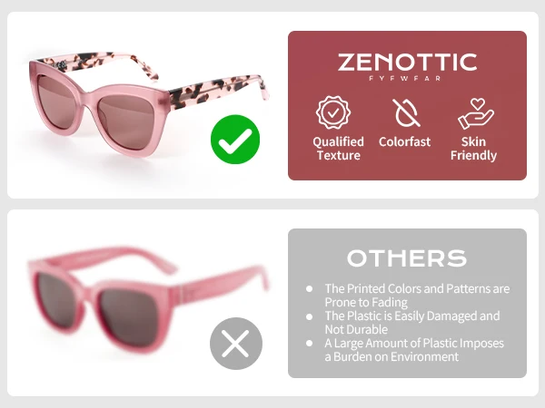 ZENOTTIC Handmade Acetate Polarized Sunglasses Fashion Square Shade UV400 Protection Sun Glasses for Women