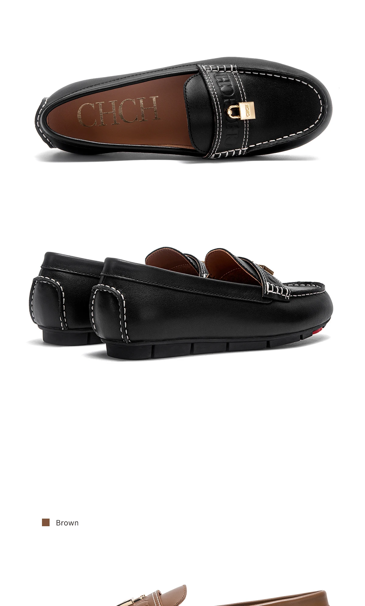 CHCH Women's Loafers Shoes 2026 New Business Shoes Women's Casual Leather Shoes
