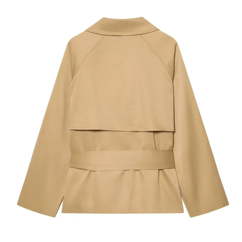 ETJ Autumn 2025 new collection women's British style lapel double-breasted Maillard color belt casual trench coat