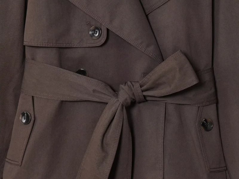 ETJ Autumn 2025 new collection women's British style lapel double-breasted Maillard color belt casual trench coat