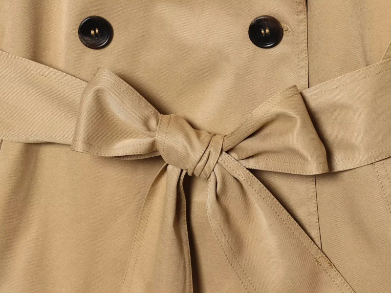 ETJ Autumn 2025 new collection women's British style lapel double-breasted Maillard color belt casual trench coat