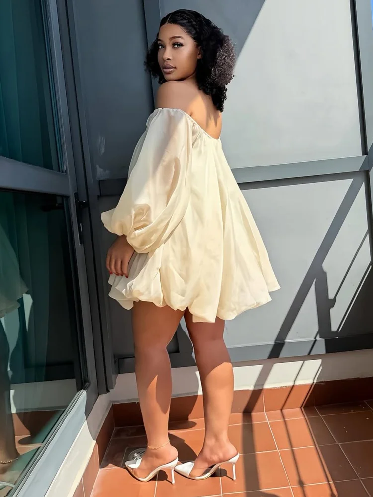 Wmstar Dress Women Wholesale Sexy Fashionable Cross Border Designs Featuring One Shoulder Open Back Bubble Sleeve 2026 Fancy