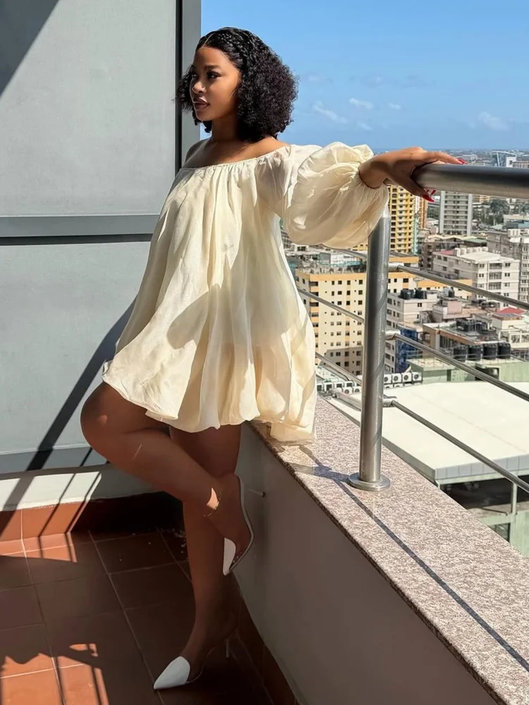 Wmstar Dress Women Wholesale Sexy Fashionable Cross Border Designs Featuring One Shoulder Open Back Bubble Sleeve 2026 Fancy