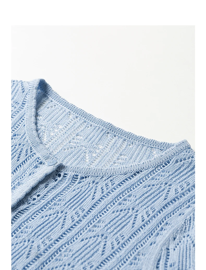 TOYOUTH Women Lyocell Linen Knit Top 2026 Spring New Hollow-Out Vintage Romantic Trumpet Sleeve Blouse