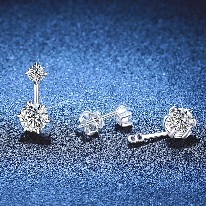 NeeTim 2.6CTTW Moissanite Stud Earrings for Women Sparkly Lab Diamond S925 Sterling Silver Removable Earring Gemstone Studs