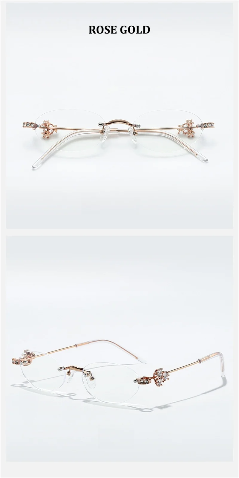Chashma Prescription Glasses Rimless Optical Myopia Eyewear Student Fashion Stainless Steel Eyeglasses Optical Frames for Women