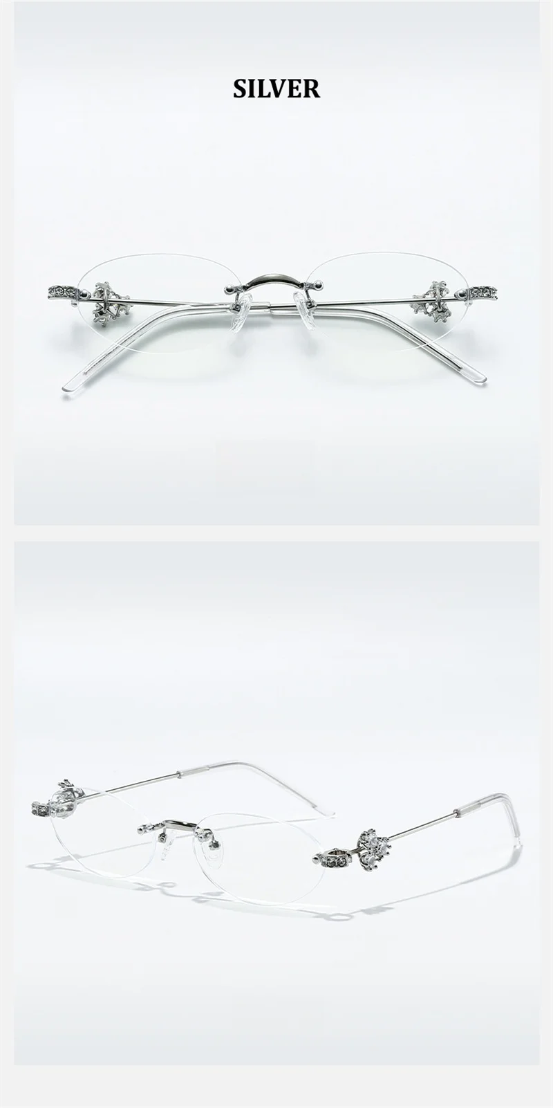 Chashma Prescription Glasses Rimless Optical Myopia Eyewear Student Fashion Stainless Steel Eyeglasses Optical Frames for Women