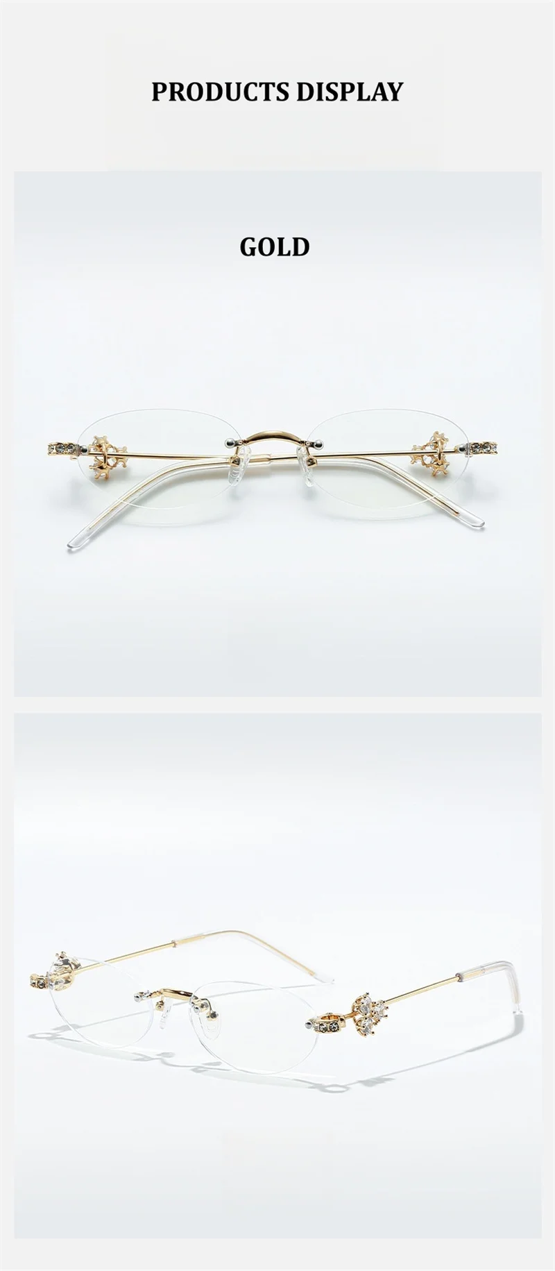 Chashma Prescription Glasses Rimless Optical Myopia Eyewear Student Fashion Stainless Steel Eyeglasses Optical Frames for Women