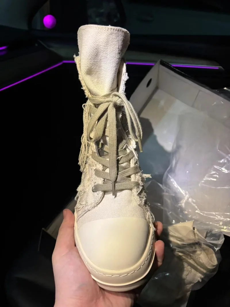 Trend Womens Shoes Exquisite High-top Canvas Casual Shoes for Woman Street Style Chunky Sneakers Designer Shoes Zapatos De Mujer