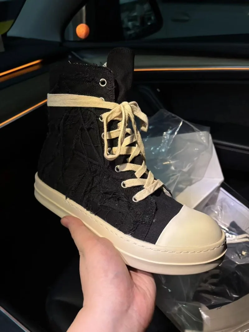 Trend Womens Shoes Exquisite High-top Canvas Casual Shoes for Woman Street Style Chunky Sneakers Designer Shoes Zapatos De Mujer