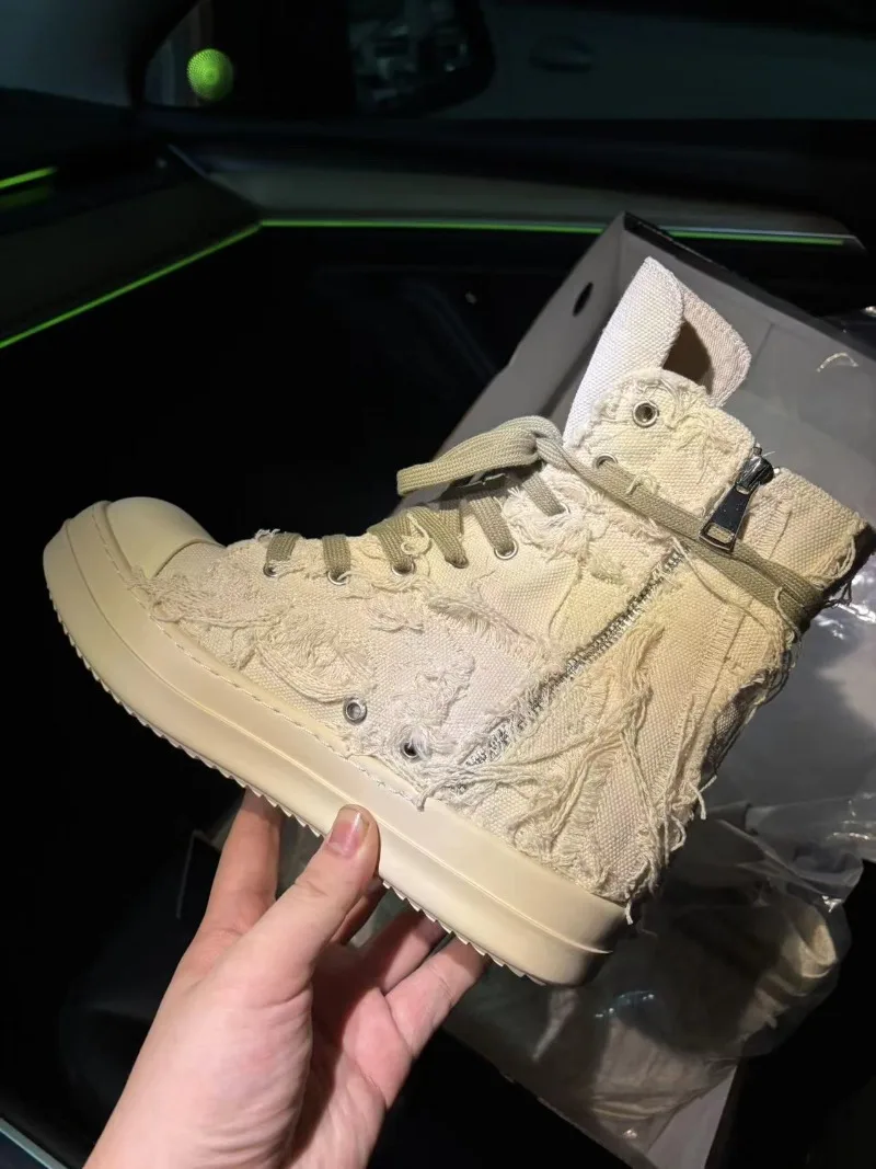 Trend Womens Shoes Exquisite High-top Canvas Casual Shoes for Woman Street Style Chunky Sneakers Designer Shoes Zapatos De Mujer