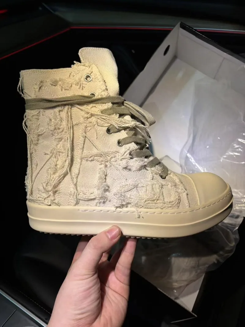 Trend Womens Shoes Exquisite High-top Canvas Casual Shoes for Woman Street Style Chunky Sneakers Designer Shoes Zapatos De Mujer