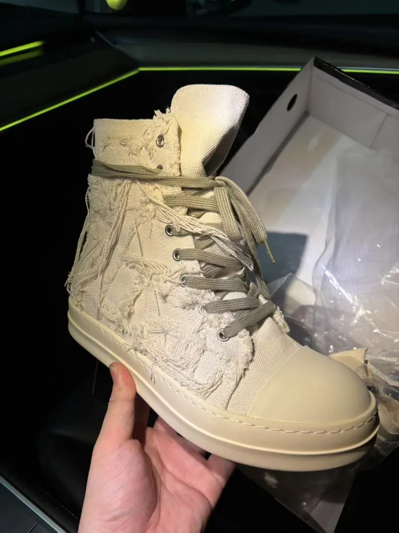 Trend Womens Shoes Exquisite High-top Canvas Casual Shoes for Woman Street Style Chunky Sneakers Designer Shoes Zapatos De Mujer