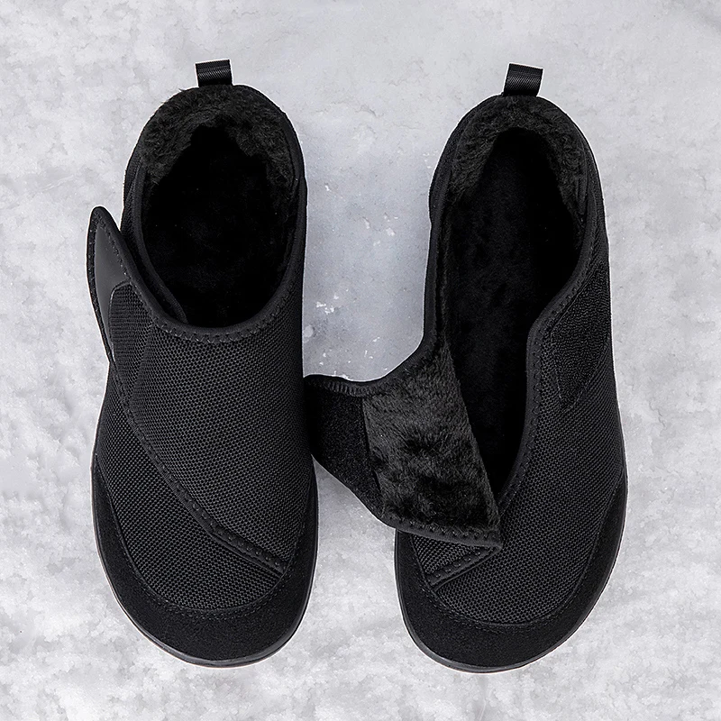 Winter Fur-lined Wide Box Toe Open Shoes for Elderly Men Women Diabetic Shoes Swollen Foot Fat Orthopedics Hallux Valgus Bunion