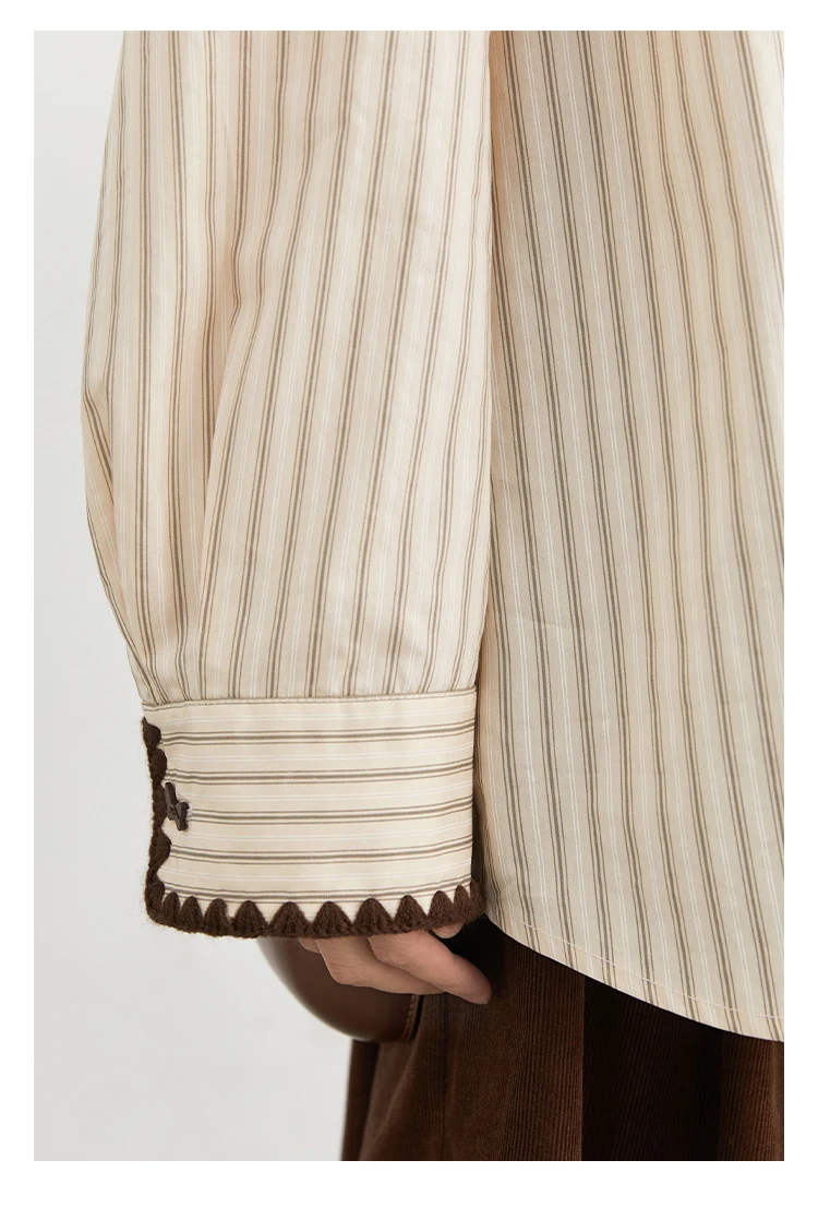 CHIC VEN Fashion Women Shirt Loose Striped Long Sleeve Female Blouses Butterfly Button Cotton Girl Coat Autumn Winter 2026