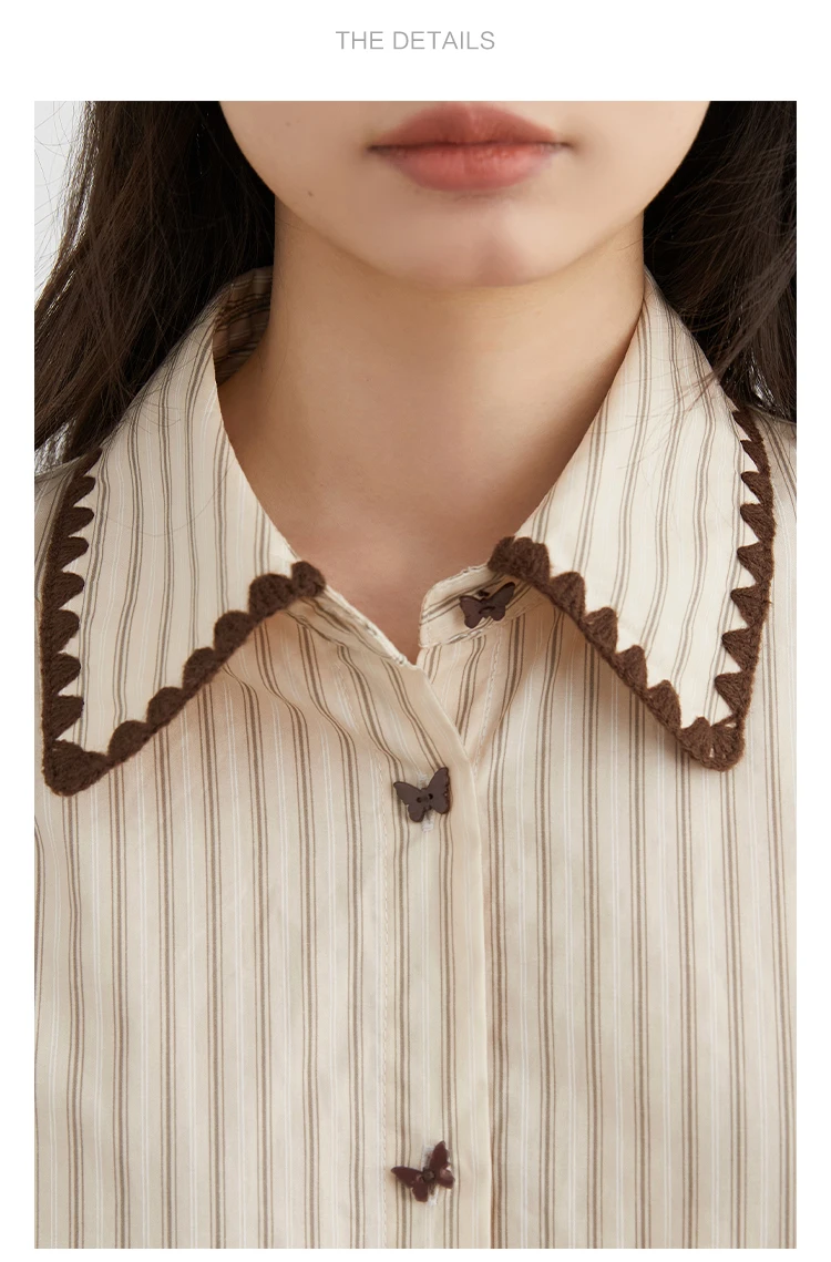 CHIC VEN Fashion Women Shirt Loose Striped Long Sleeve Female Blouses Butterfly Button Cotton Girl Coat Autumn Winter 2026
