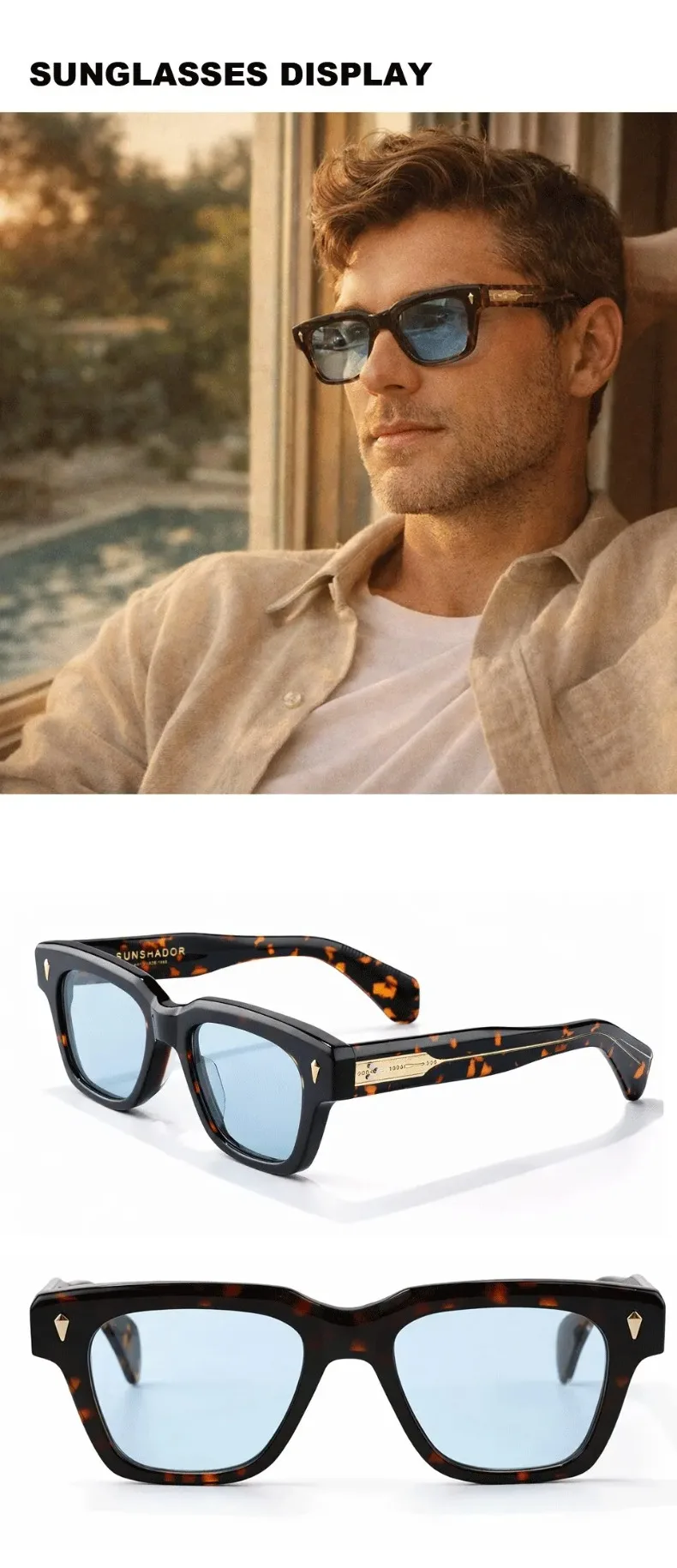 2026 Top Quality Luxury Brand Original Sunglass Handmade Thick Acetate Men Eyewear Designer Women Outdoor UV Protective Sunglass
