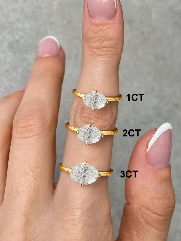925 Sterling Silver Personalized 1-3CT Oval Zircon Ring For Women Anniversary Party Anniversary High Quality Fine Jewelry