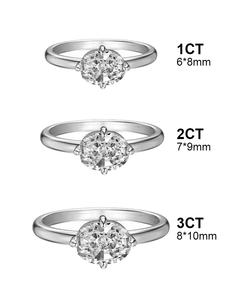 925 Sterling Silver Personalized 1-3CT Oval Zircon Ring For Women Anniversary Party Anniversary High Quality Fine Jewelry