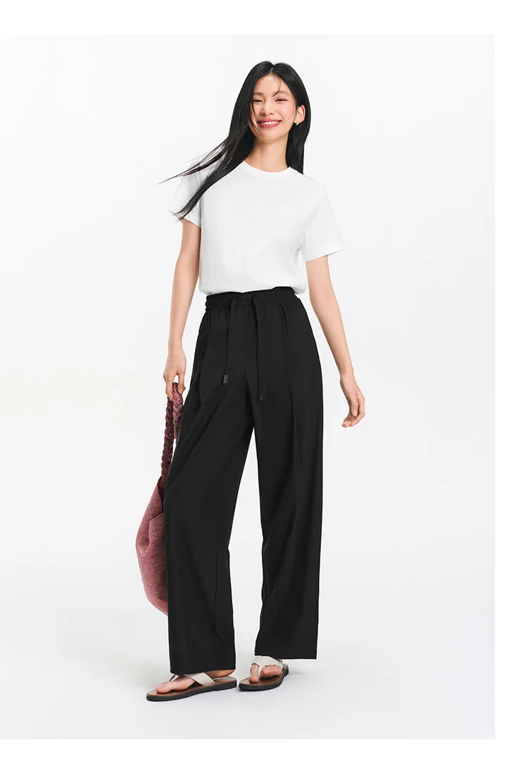 Semir Women Pants UV 2026 Protection Cooling Quick Dry Pleated Wide Leg Urban Casual Everyday Style Soft Comfortable