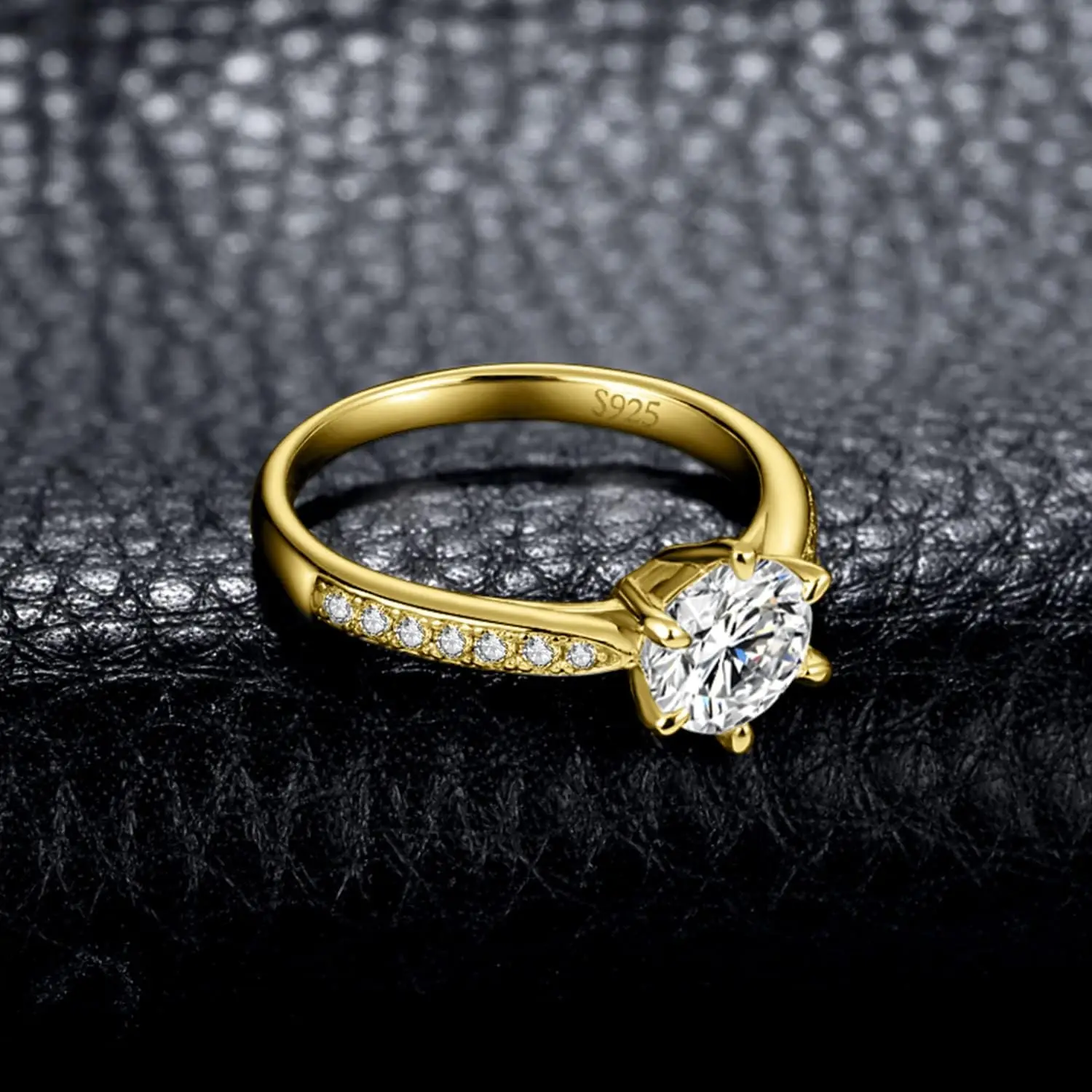 Classic 1-carat Moissanite Ring with Certificate Laboratory Diamond Rings Women Wedding Jewelry 18K Gold Plated S925 Silver