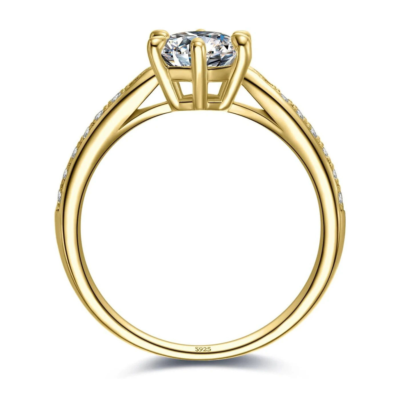 Classic 1-carat Moissanite Ring with Certificate Laboratory Diamond Rings Women Wedding Jewelry 18K Gold Plated S925 Silver