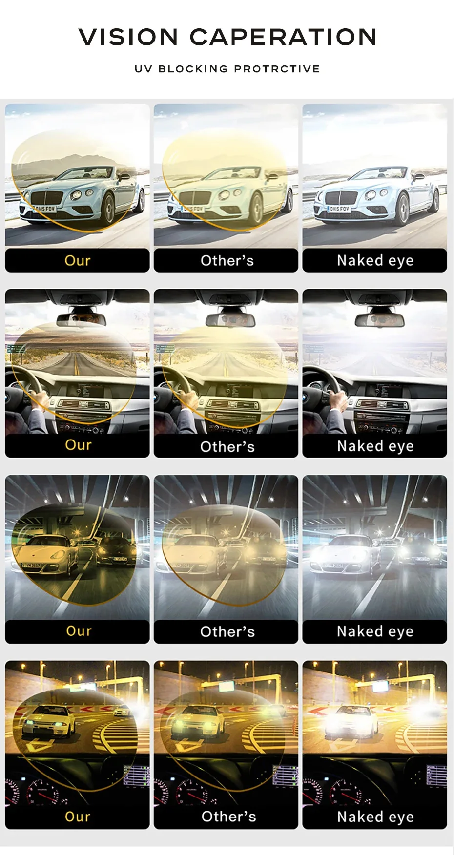 CAPONI Photochromic Sunglasses Men Original Design Sports Yellow Sun Glasses Fashion Driving Night Vision Eyewear UV400 BSYS3218
