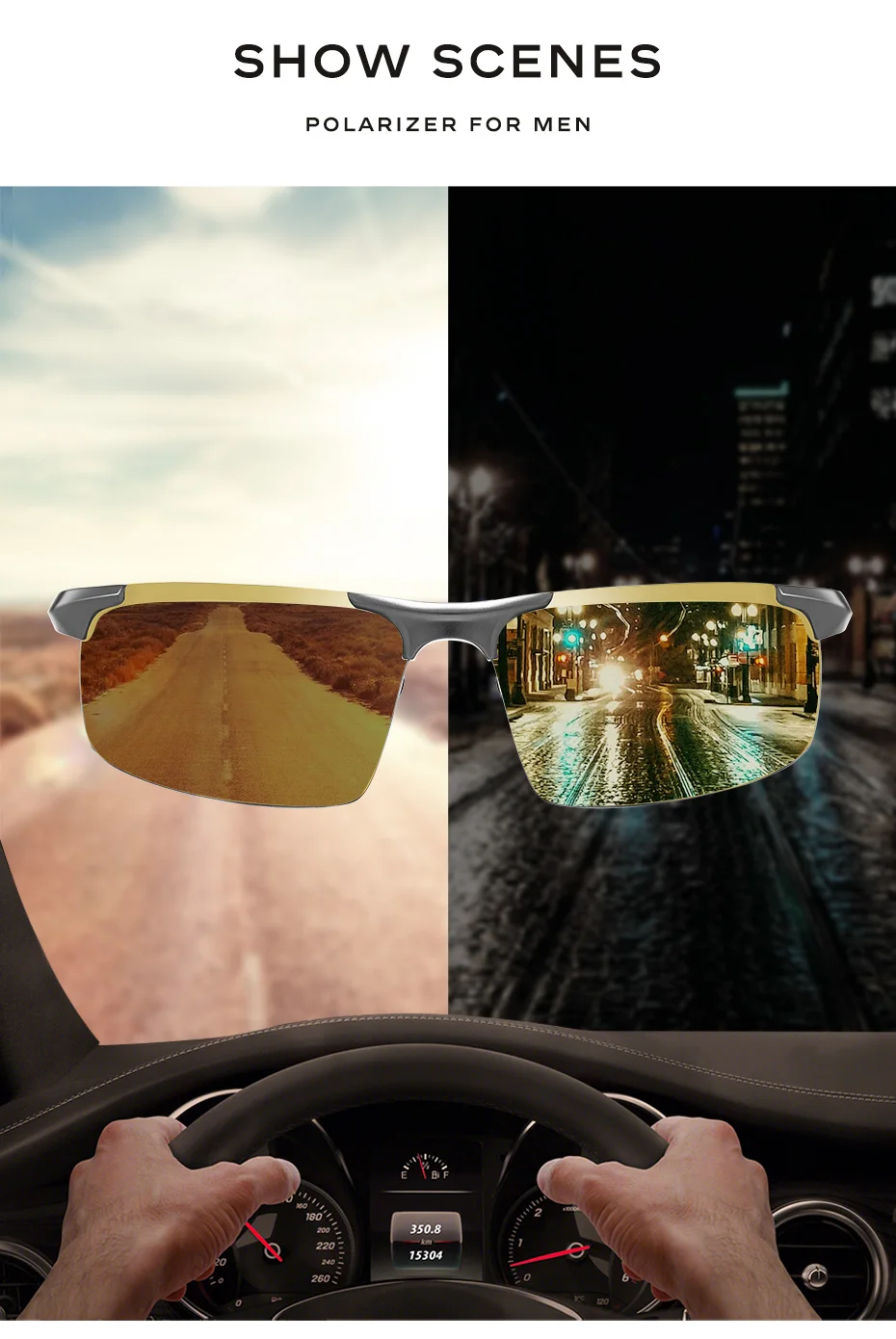 CAPONI Photochromic Sunglasses Men Original Design Sports Yellow Sun Glasses Fashion Driving Night Vision Eyewear UV400 BSYS3218
