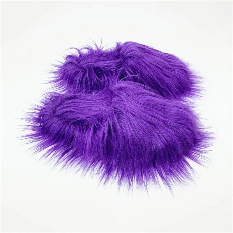 Faux Fur Slippers 2025 Women Winter Plush Warm Home Flat Slides Mongolian Wool Flip Flops Y2K Girls Furry Shoes Cute Slippers