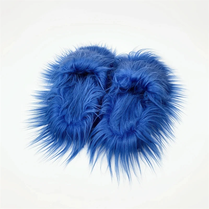 Faux Fur Slippers 2025 Women Winter Plush Warm Home Flat Slides Mongolian Wool Flip Flops Y2K Girls Furry Shoes Cute Slippers