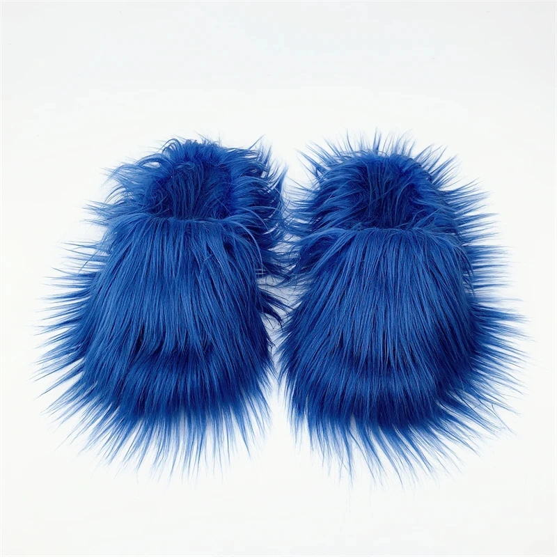 Faux Fur Slippers 2025 Women Winter Plush Warm Home Flat Slides Mongolian Wool Flip Flops Y2K Girls Furry Shoes Cute Slippers