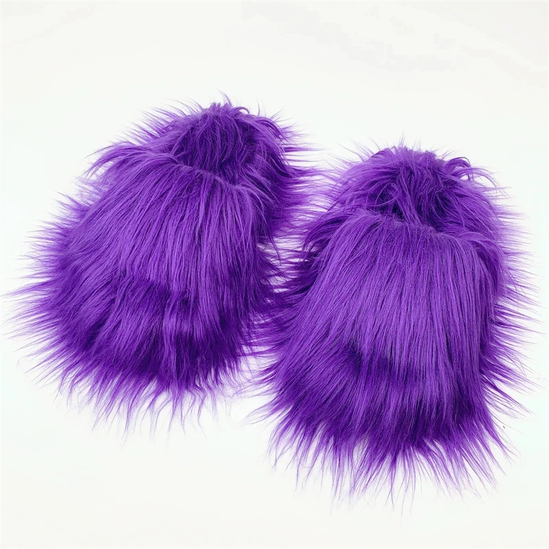 Faux Fur Slippers 2025 Women Winter Plush Warm Home Flat Slides Mongolian Wool Flip Flops Y2K Girls Furry Shoes Cute Slippers