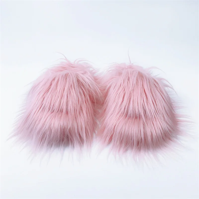 Faux Fur Slippers 2025 Women Winter Plush Warm Home Flat Slides Mongolian Wool Flip Flops Y2K Girls Furry Shoes Cute Slippers